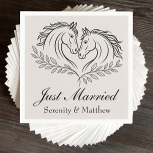 Just Married Western Horse Rustic Country Wedding Napkins