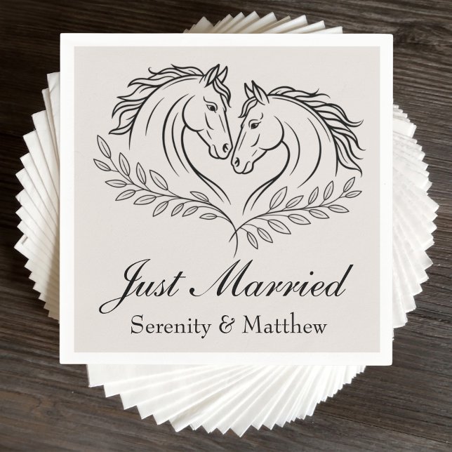 Just Married Western Horse Rustic Country Wedding Napkins (Creator Uploaded)