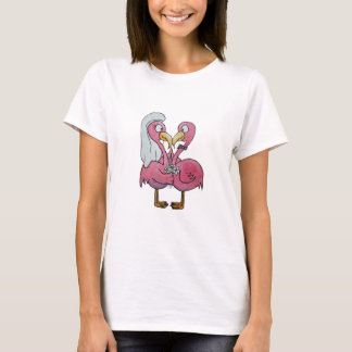 Just Married Whimsical Pink Flamingo Couple T-Shirt