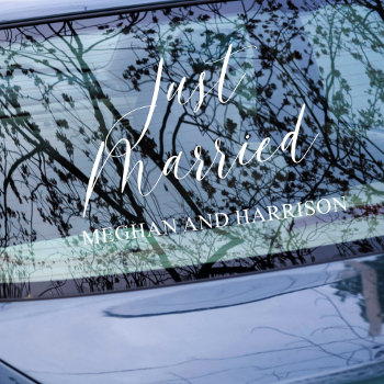 Just Married Window Cling by All_about_Wedding at Zazzle