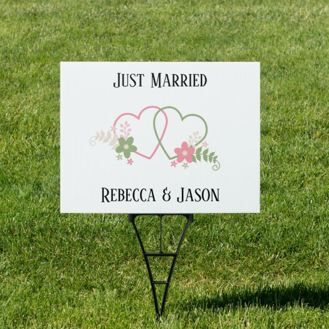 Just Married with Bride & Groom Names Double Sided Sign (Insitu)
