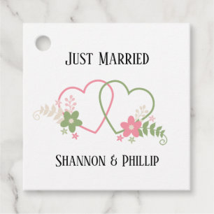 Just Married with Bride & Groom Names  Favor Tags