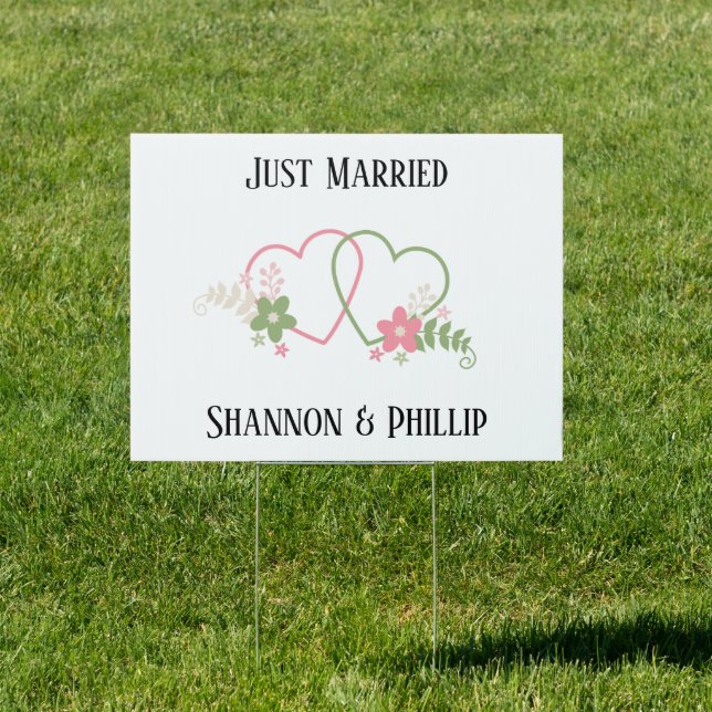 Just Married with Bride & Groom Names Yard   Sign (Insitu)