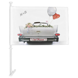 Just Married with (or without) initials Car Flag