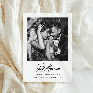 Just Married with Photo Elegant Elopement Announcement