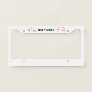 Just Married with Two Hearts License Plate Frame