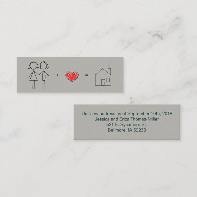 Just Married Women New Address Mini Business Card (Front/Back)