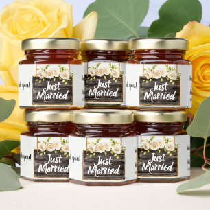 Just Married Wood Sign Thank You Wedding Honey Jar Favors