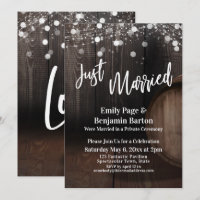 Just Married Wood Wine Barrel Lights Reception