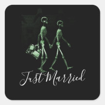 Just Married X-Ray Skeleton Honeymoon Couple 