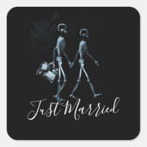 Just Married X-Ray Skeleton Honeymoon Couple 