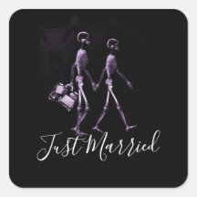 Just Married X-Ray Skeleton Honeymoon Couple 