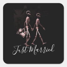 Just Married X-Ray Skeleton Honeymoon Couple 