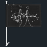 Just Married X-Ray Skeleton Newlyweds - B&W Poster Car Flag<br><div class="desc">Just Married X-Ray Skeleton Newlyweds - B&W</div>