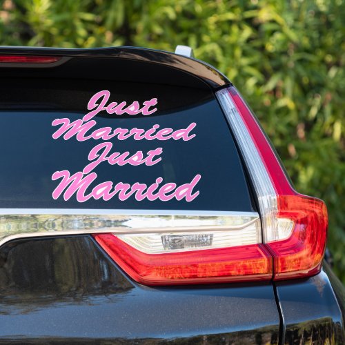 JUST MARRIED XL Car Stickers 2 _ CARNATION PINK