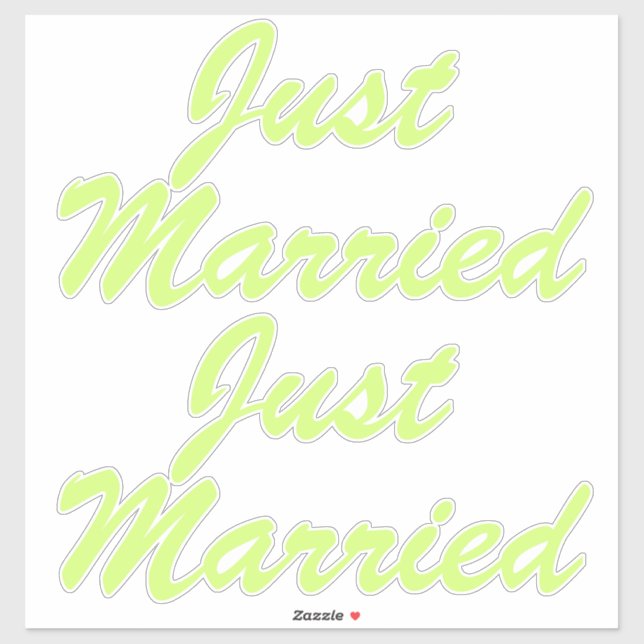 JUST MARRIED XL Car Stickers (2) - HONEYDEW YELLOW (Sheet)