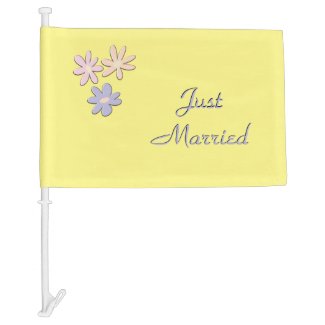 Just Married Yellow Car Flag