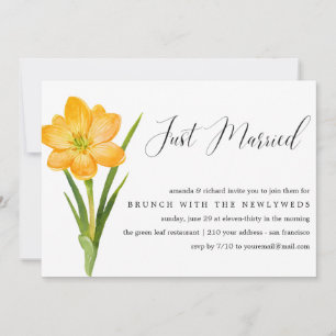Just Married Yellow daffodil post wedding brunch Invitation