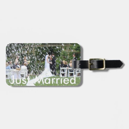 Just Married Your Photo Minimalistic Luggage Tag