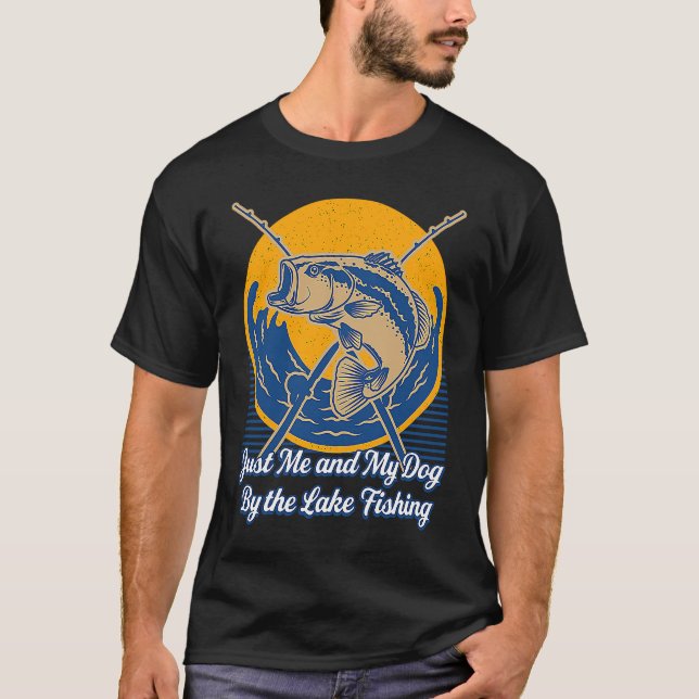 Just Me My Dog By the Lake Fishing Introvert Lifes T-Shirt (Front)
