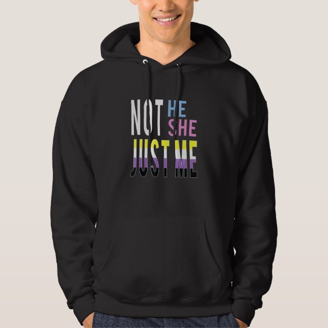 Just Me Nonbinary Flag Enby Genderqueer Non Binary Hoodie (Front)