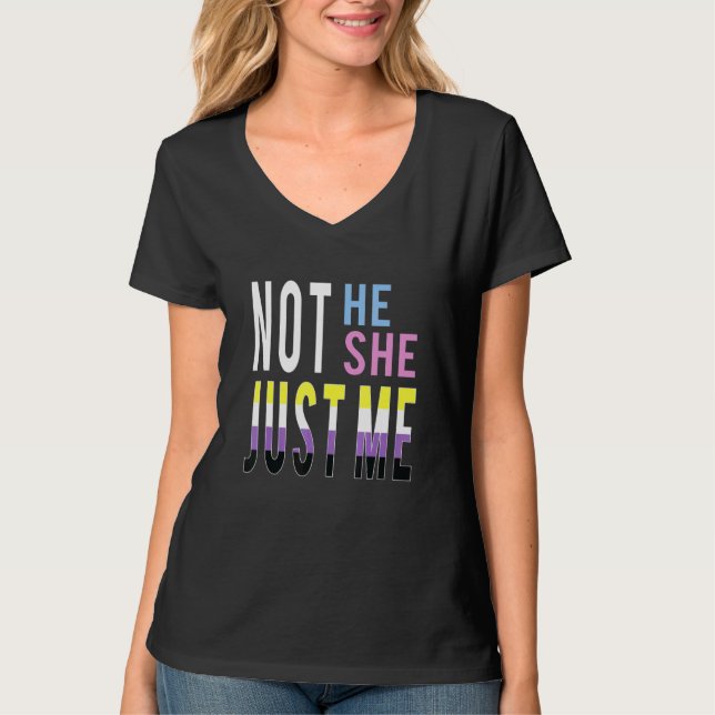 Just Me Nonbinary Flag Enby Genderqueer Non Binary T-Shirt (Front)