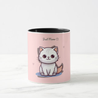 Just Meow Cute White Kitten Mug | Pink Pastel 