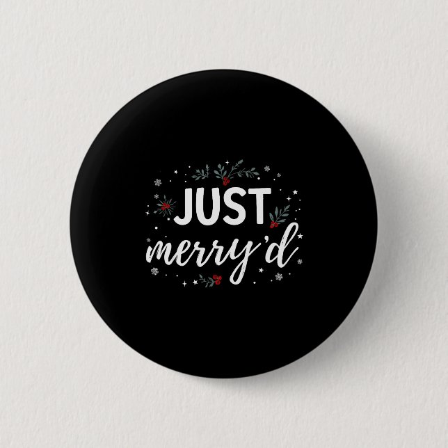 Just Merry'd Matching Christmas Wedding Party Marr Button (Front)