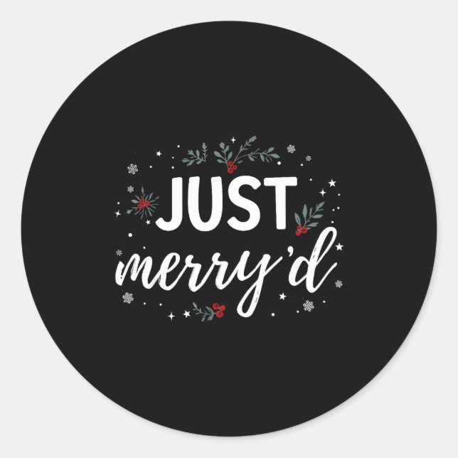 Just Merry'd Matching Christmas Wedding Party Marr Classic Round Sticker (Front)