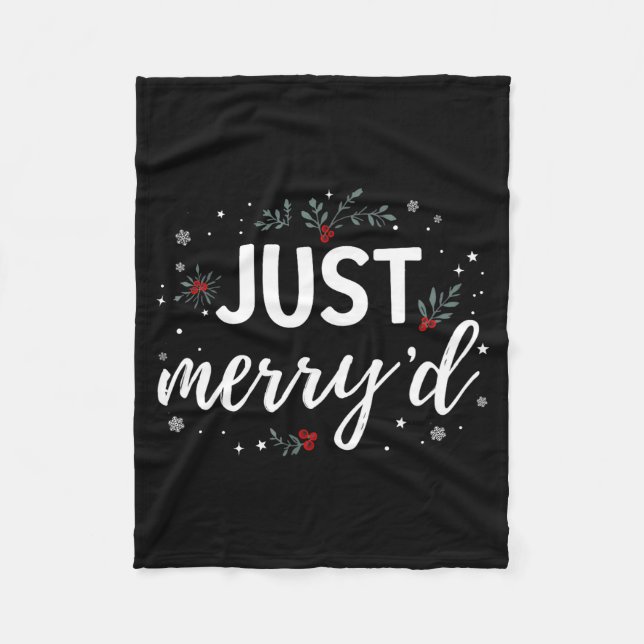 Just Merry'd Matching Christmas Wedding Party Marr Fleece Blanket (Front)