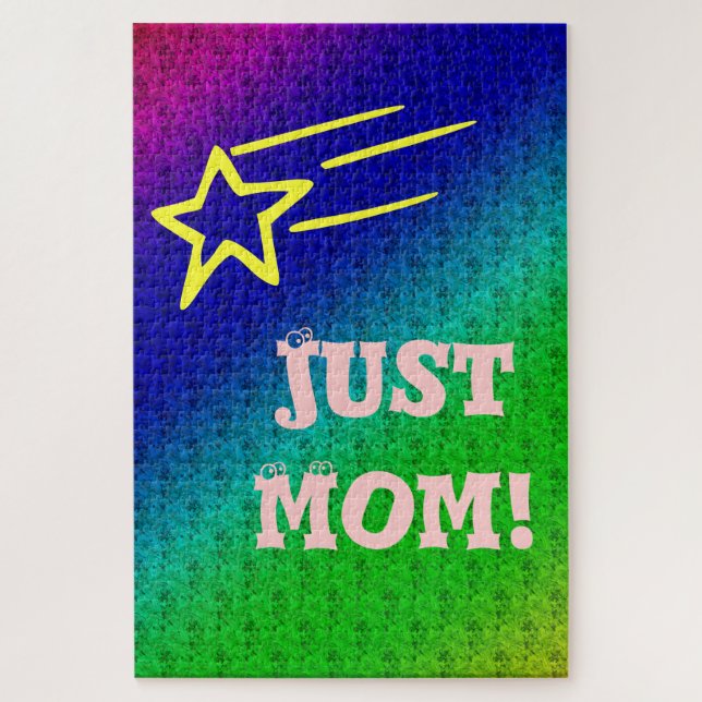 Just Mom Superstar Blue & Green Star My Life Jigsaw Puzzle (Vertical)