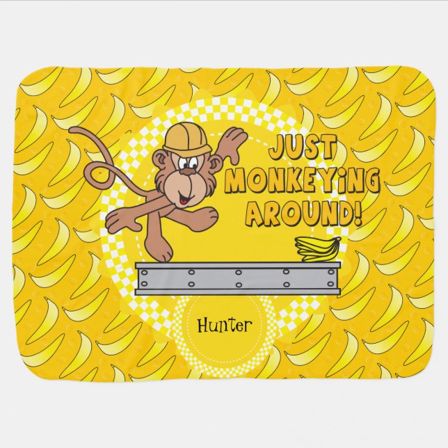 Just Monkey Arounding Baby Blanket (Horizontal)