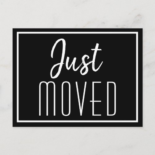 Just Moved Modern Minimalist Change of Address Announcement Postcard