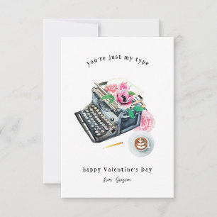 Just My Type Typewriter Valentine Note Card