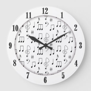 Just Noted White Black Numbers Large Clock