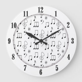 Just Noted White Black Numbers Large Clock