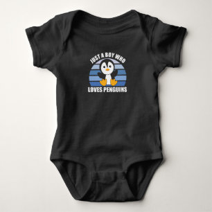 Just One boy Who Loves Penguins - Cute Penguin Baby Bodysuit