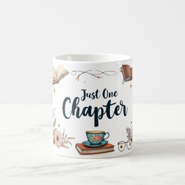 Just One Chapter – Cozy Boho Floral Book Lover Coffee Mug (Center)