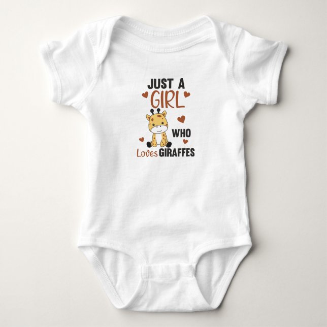 Just One Girl Who Loves Giraffes - Cute Giraffe Baby Bodysuit (Front)