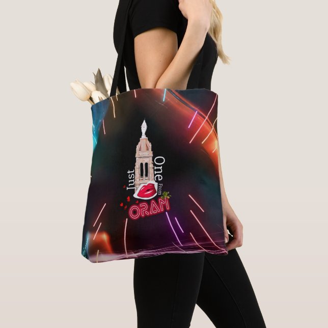Just one kiss from Oran, Neon Black Women's Tote (Close Up)