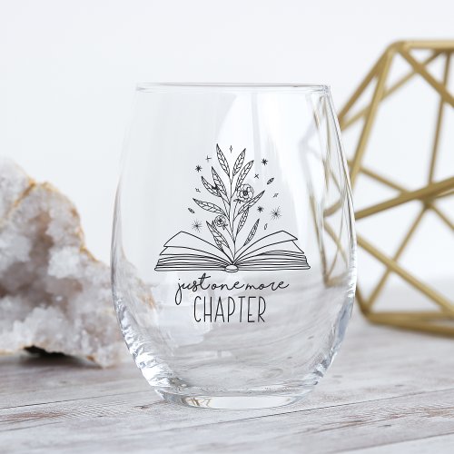 Just One More Chapter Blooming Floral Book Stemless Wine Glass