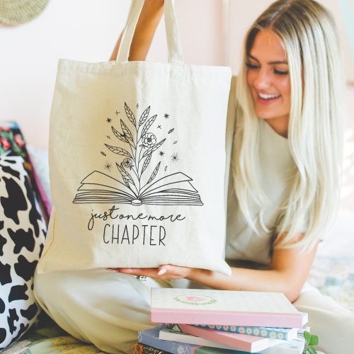 Just One More Chapter Blooming Floral Book Tote Bag