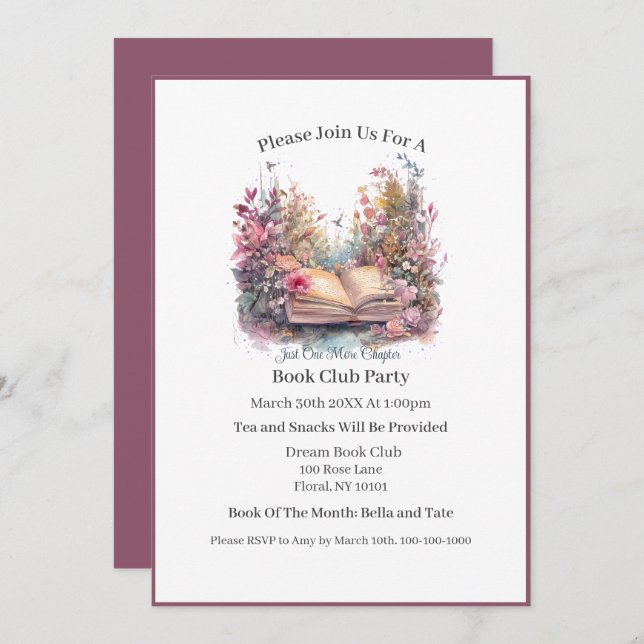 Just One More Chapter- Book Club Invitation (Front/Back)