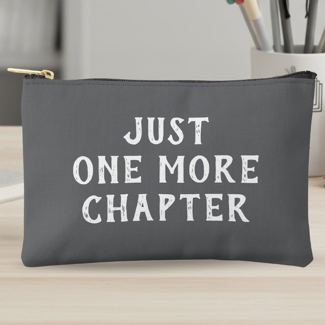Just One More Chapter Book Lover Grey Striped Accessory Pouch (Creator Uploaded)