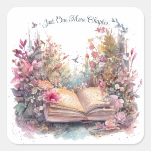 Just One More Chapter- Book Lover Square Sticker