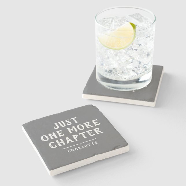 Just One More Chapter Book Lover's Personalized Stone Coaster (Side)