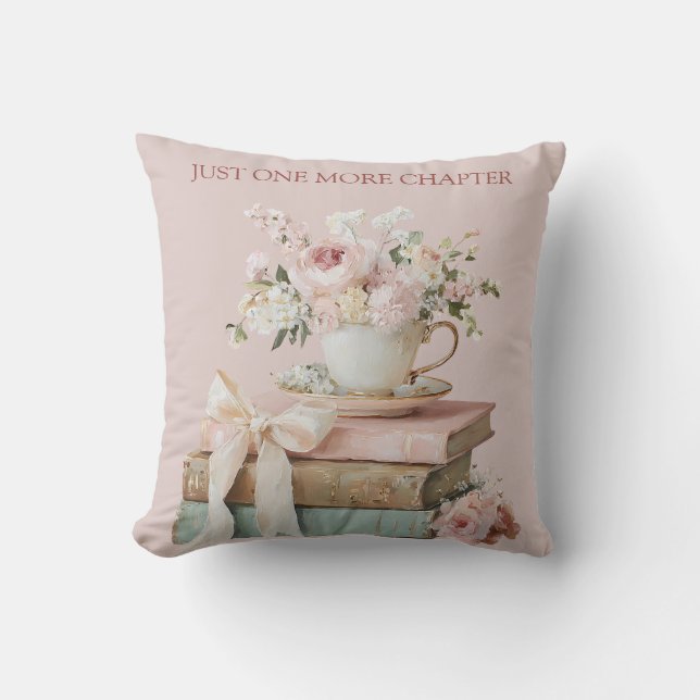 Just One More Chapter Bookish Throw Pillow (Front)