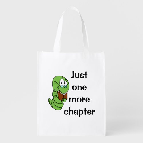 Just One More Chapter Bookworm Grocery Bag