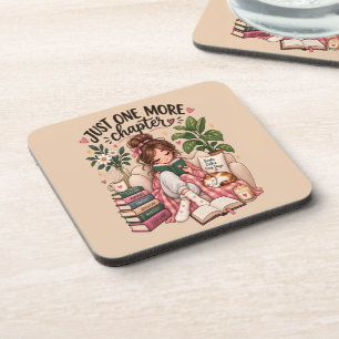 Just One More Chapter – Cozy Book Lover Notebook Beverage Coaster