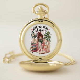 Just One More Chapter – Cozy Book Lover Reading  Pocket Watch